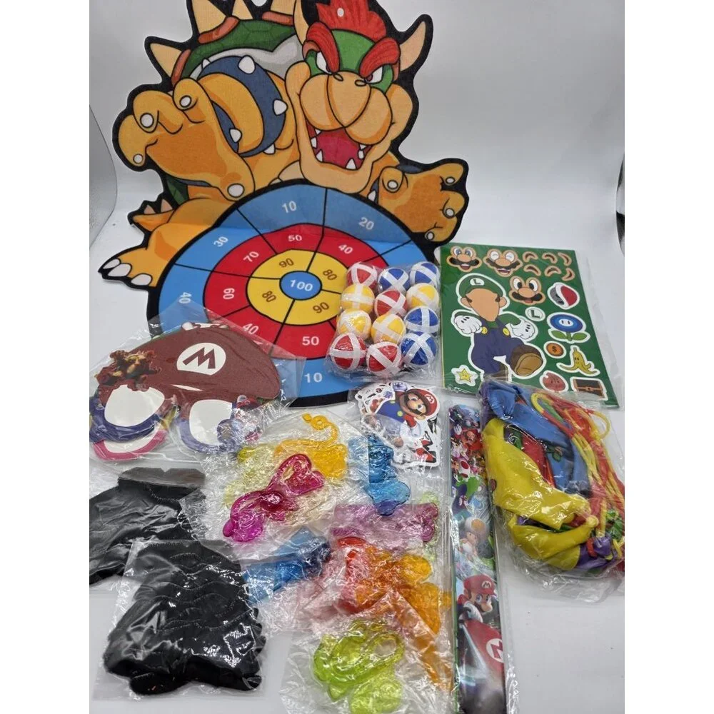 Super Mario Party Bag Video Game Birthday Pack Gift Favors Balloons Mustache Lot